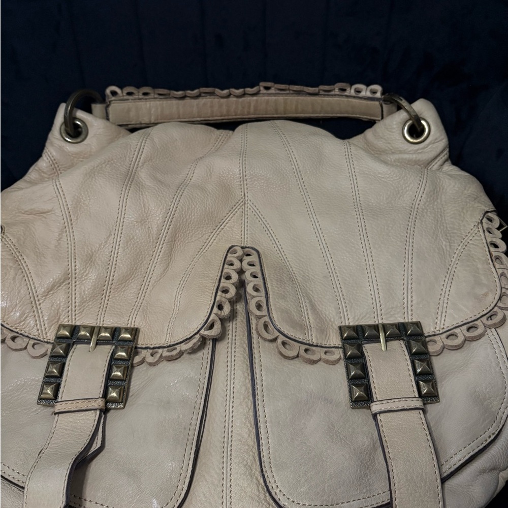 Betsey Johnson Cream Hobo Bag with Chain Detailing